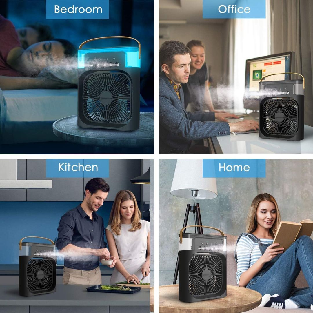 3-in-1 Air Cooler, Humidifier & Air Purifier – Portable Air Conditioning for Indoor Use with LED Light