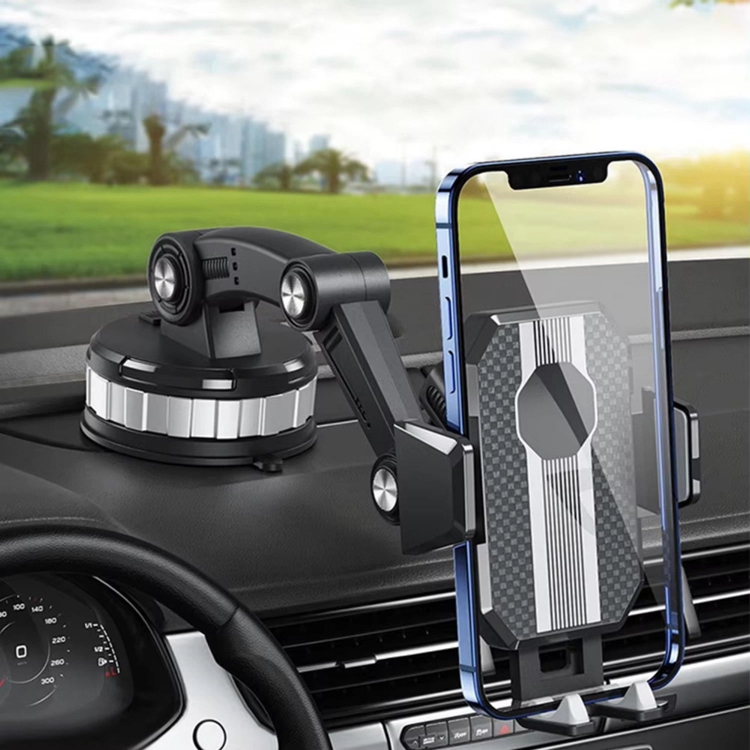 Auto GripTech Phone Holder with Strong Suction Cup and 360° Rotation