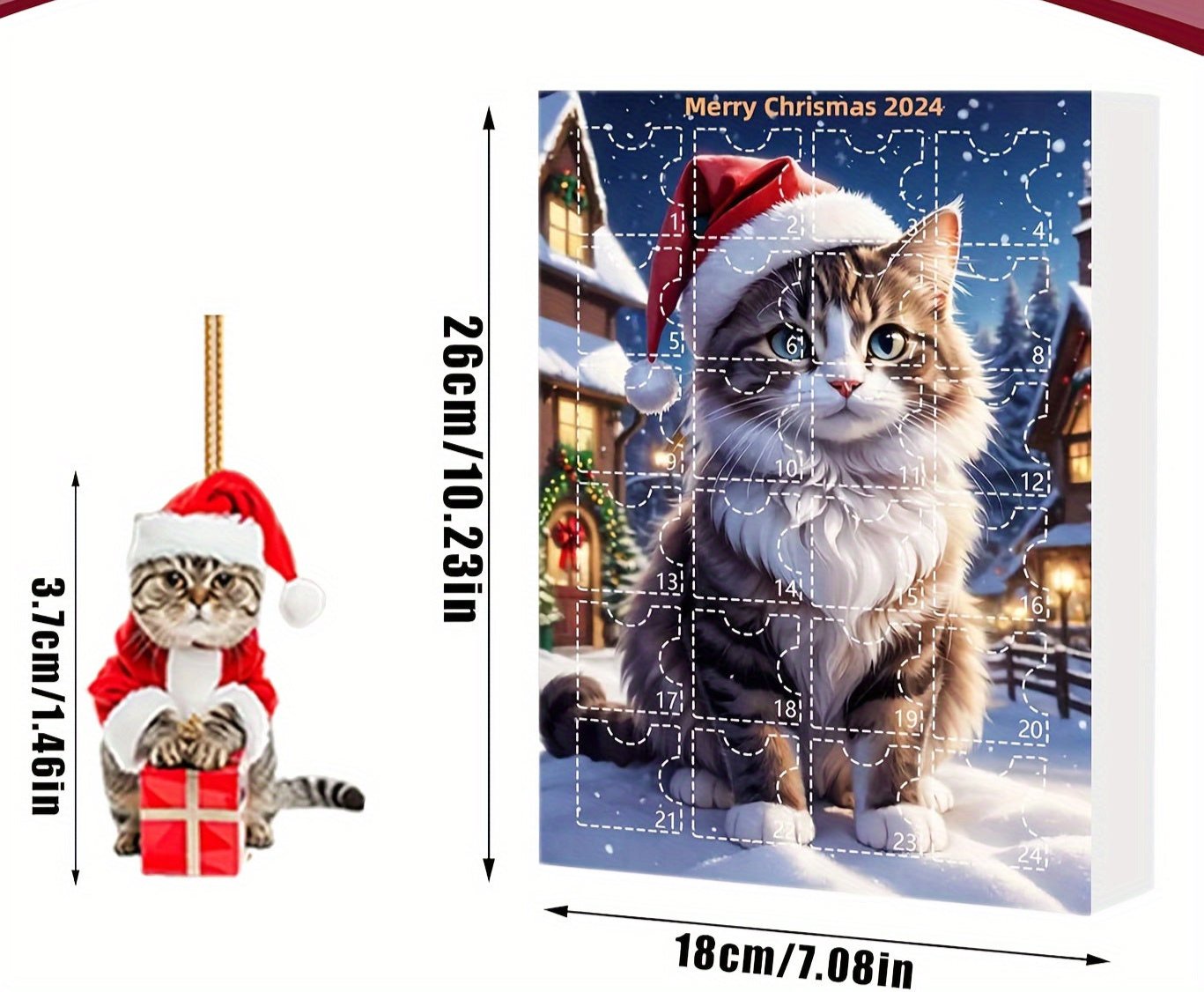 Adventskalender Katzenanhänger 2025 – Vintage 24-Tage Weihnachts Countdown mit Acryl Ornamenten-Zarado.uk