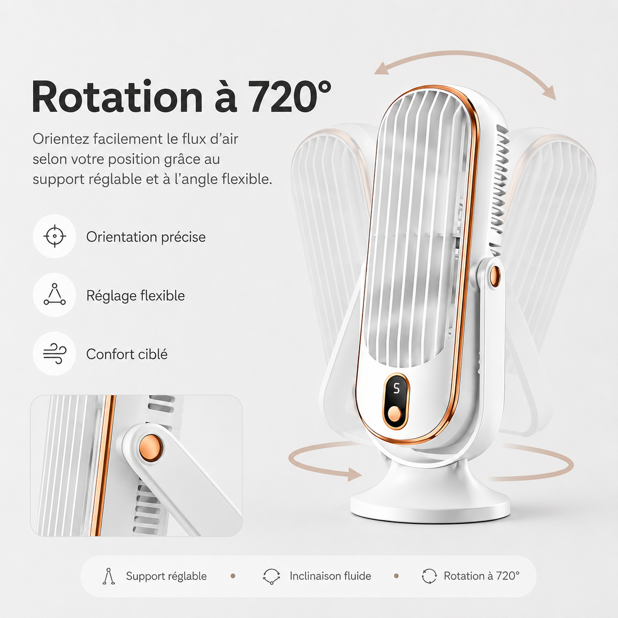 AeroLux Elite Cooling Fan | Dual Motor, 720° Rotation, USB Rechargeable & Ultra Silent for Ultimate Comfort Anywhere