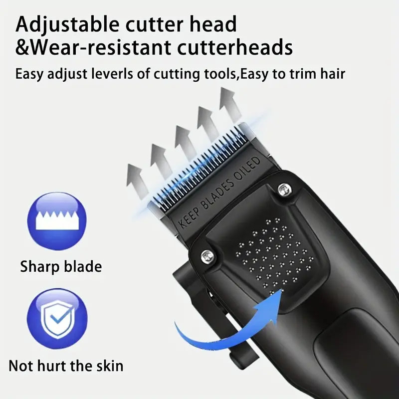 GroomMaster - 3-Piece Professional Hair and Beard Grooming Set for Men, Wireless Trimmers with LED Display, USB Rechargeable
