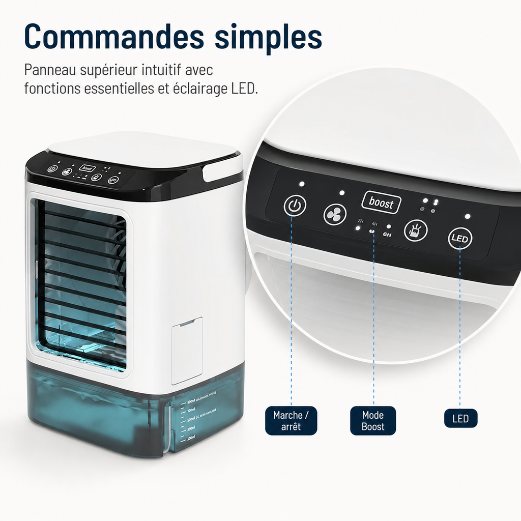 Portable Mini Air Conditioner Water-Cooled – USB Powered with Large Reservoir