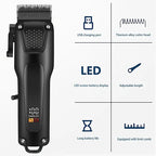 GroomMaster - 3-Piece Professional Hair and Beard Grooming Set for Men, Wireless Trimmers with LED Display, USB Rechargeable