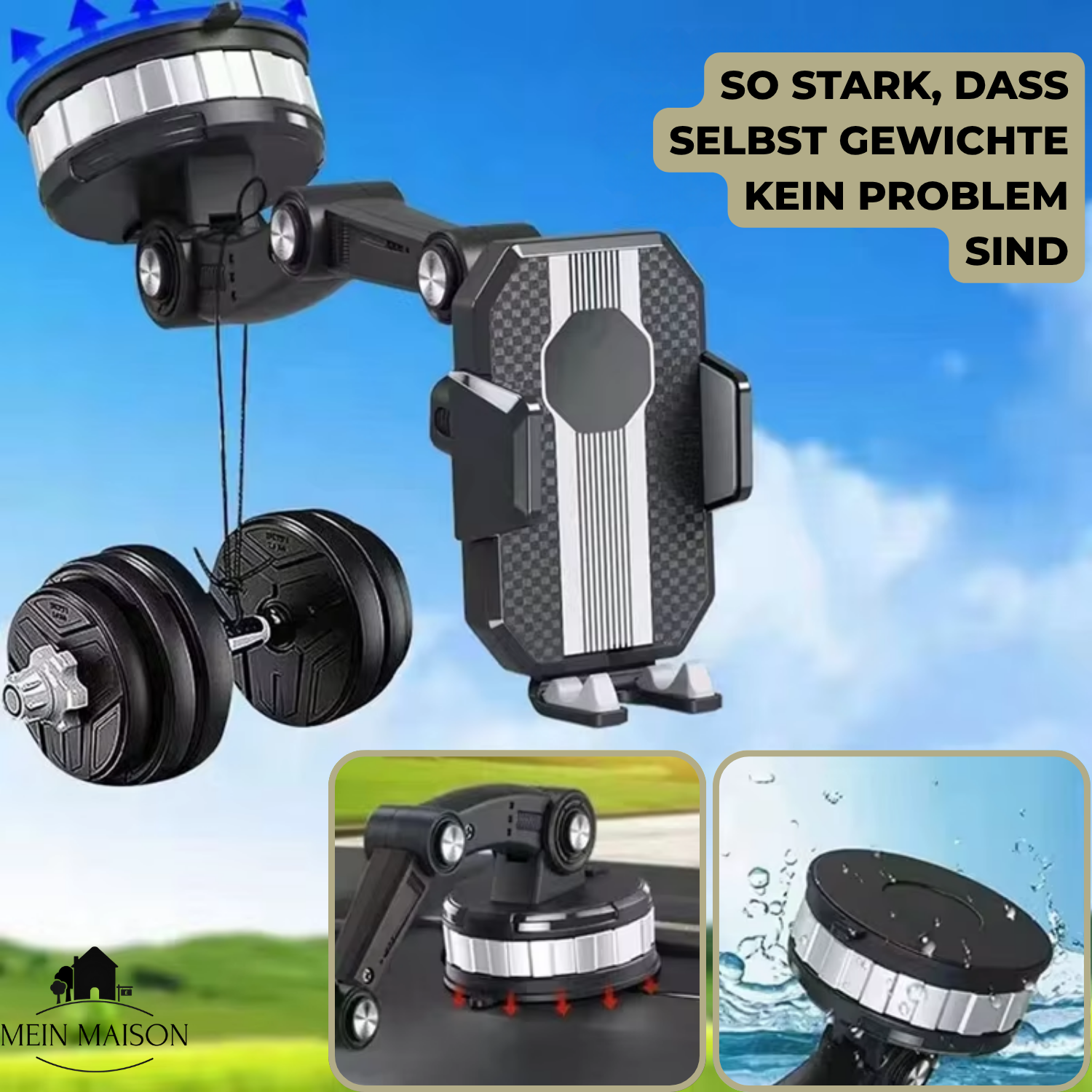 Auto GripTech Phone Holder with Strong Suction Cup and 360° Rotation