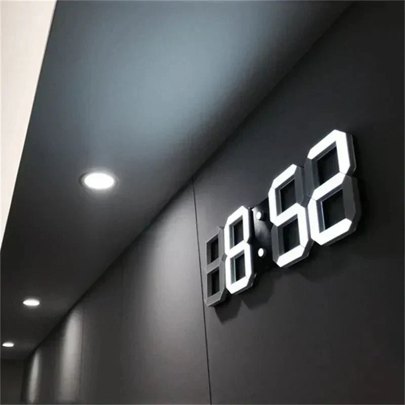 Digital 3D LED Wall Clock – Modern design with dimming function and optimal visibility
