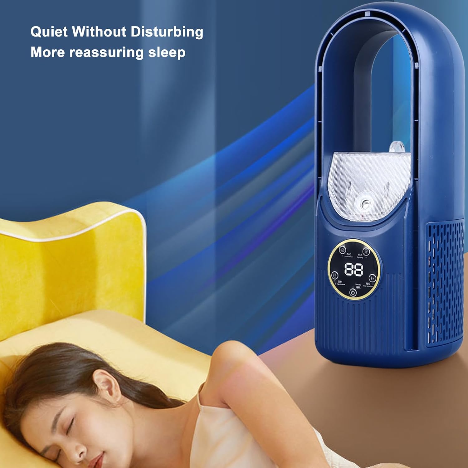 Portable Bladeless Misting Fan with 6 Speeds and USB Rechargeable Battery