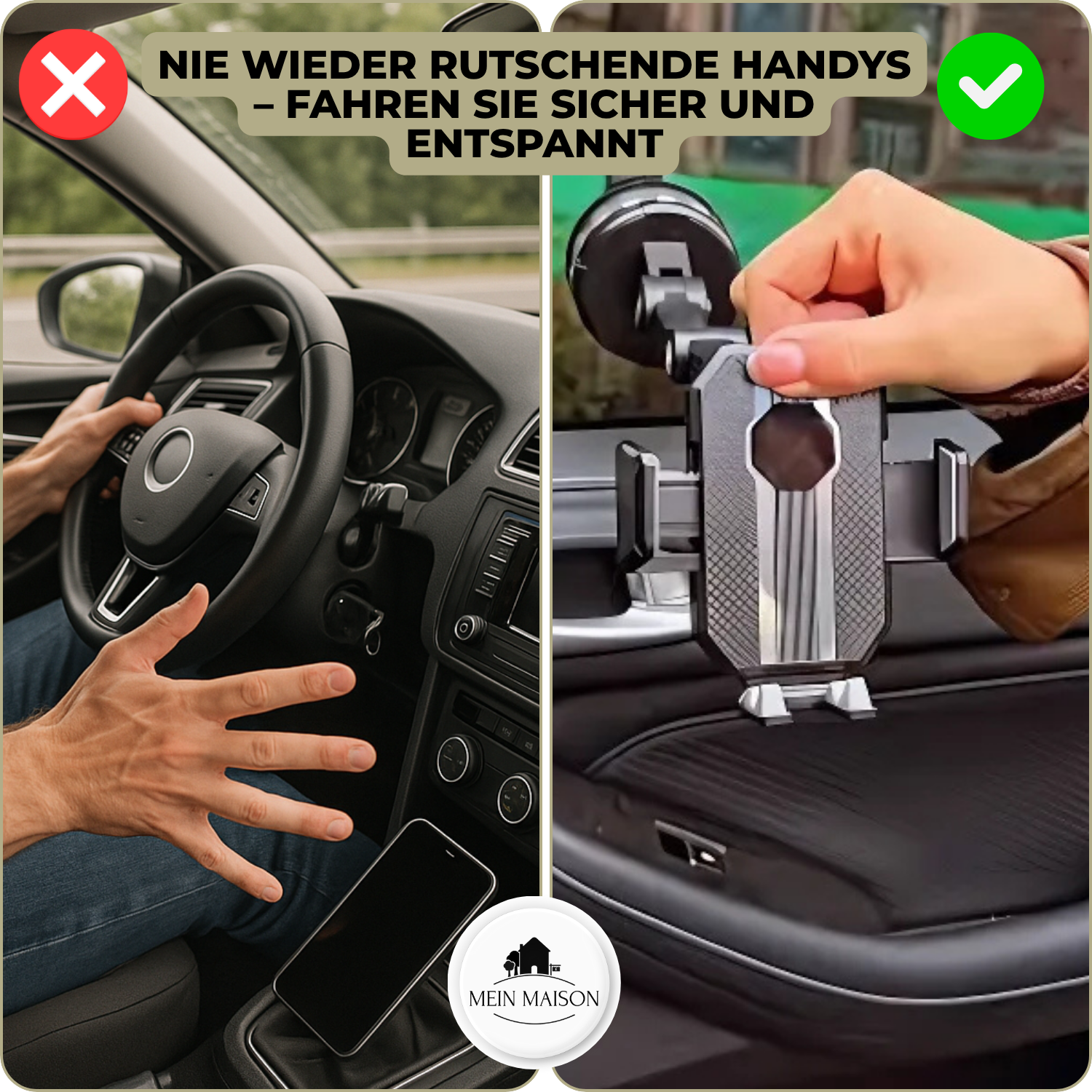 Auto GripTech Phone Holder with Strong Suction Cup and 360° Rotation