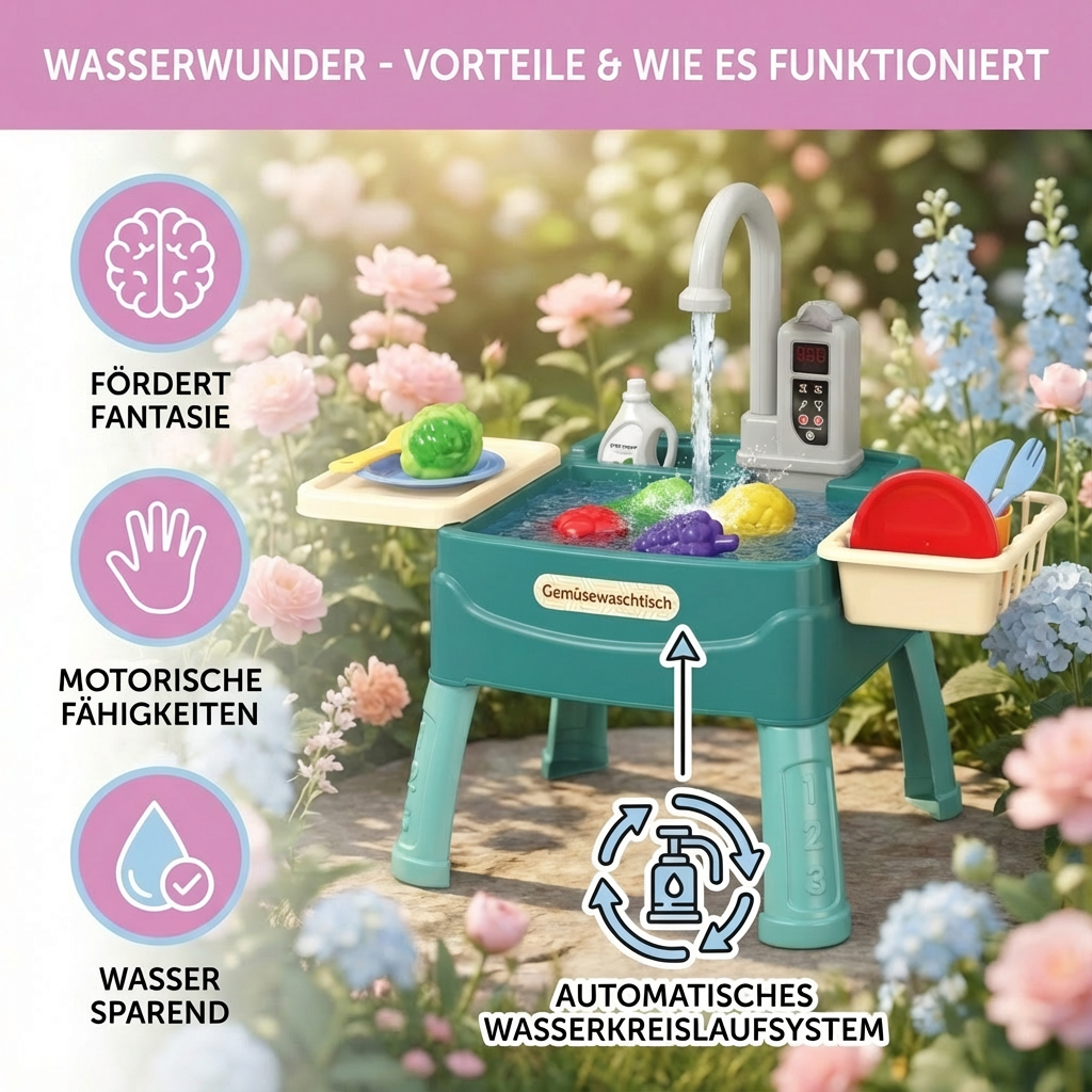 WasserWunder Play Kitchen with Magical Tap for Children
