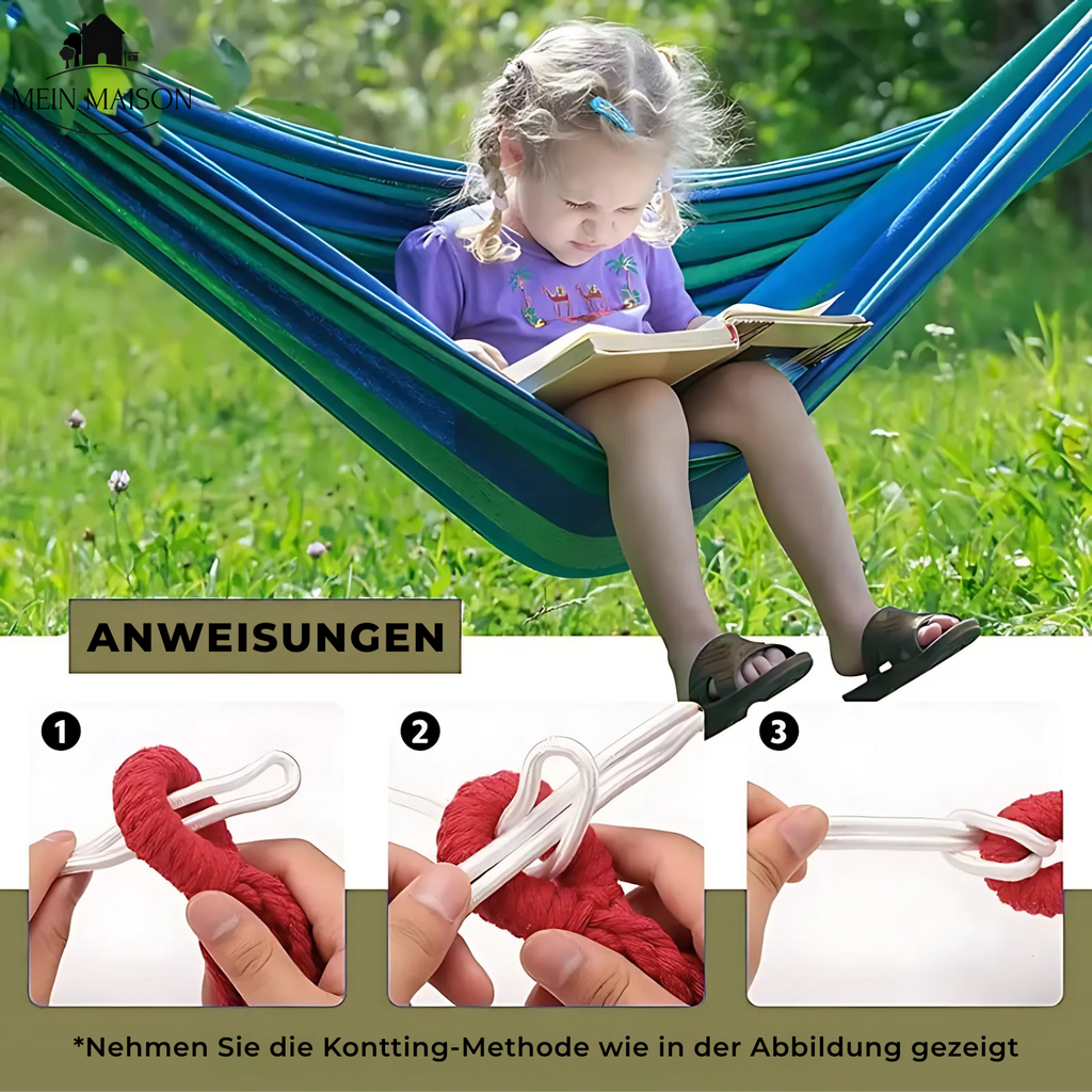 RelaxoLounge Hammock Made from Durable Canvas with Non-Slip Design, Load Capacity 200 kg