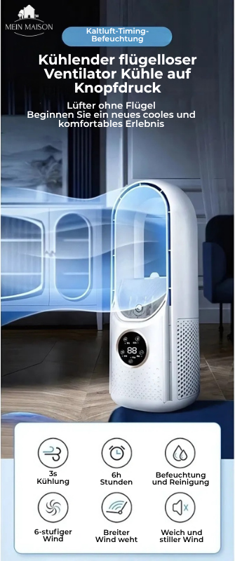 Blade-less USB Fan Air Cooler Quiet with Timer and Humidification