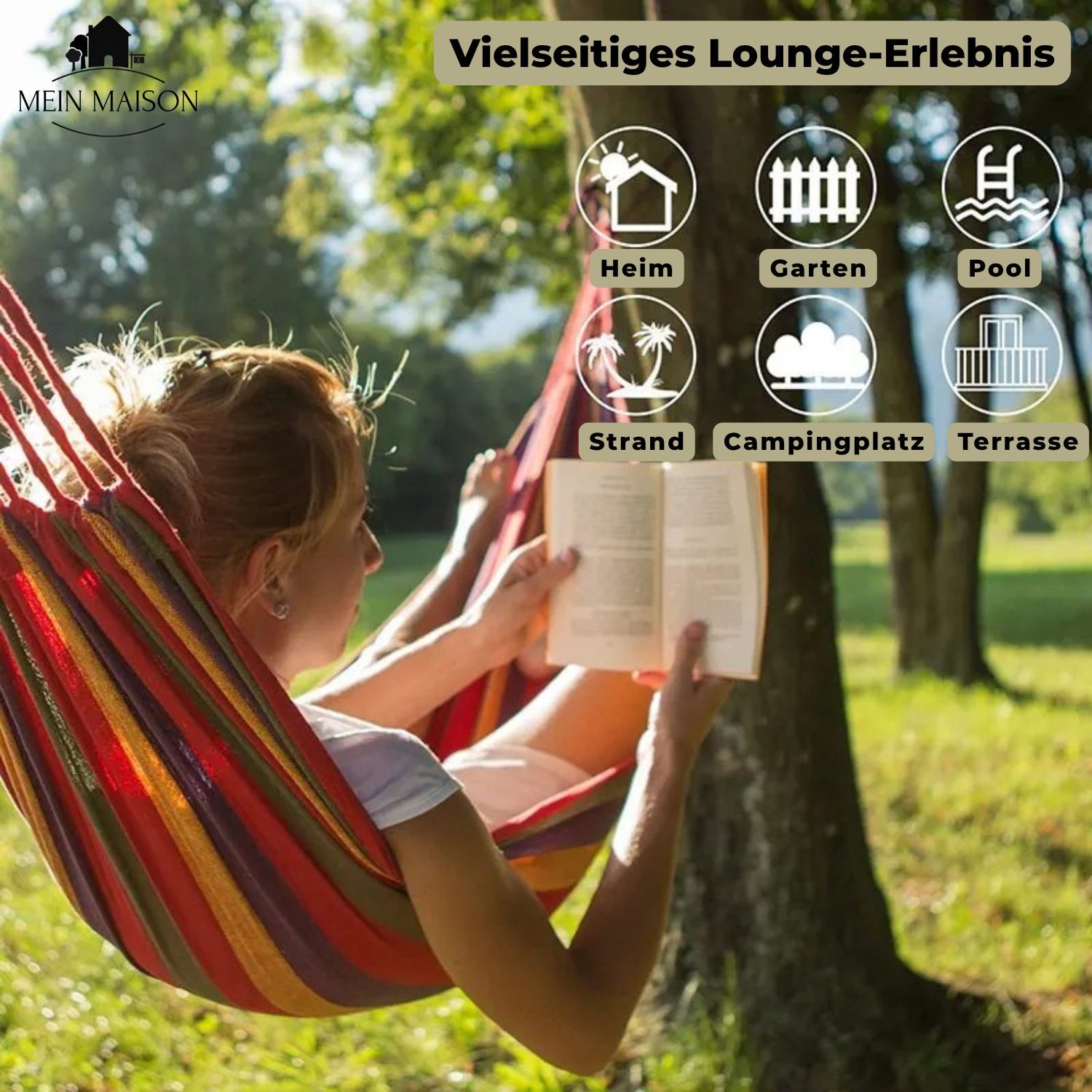 RelaxoLounge Hammock Made from Durable Canvas with Non-Slip Design, Load Capacity 200 kg