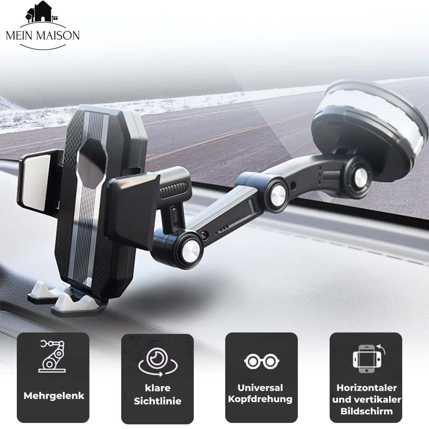 Auto GripTech Phone Holder with Strong Suction Cup and 360° Rotation
