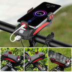 4-in-1 Rechargeable Bike Lights with Power Bank, Phone Holder and Electronic Horn – LED Safety Light for Bicycles