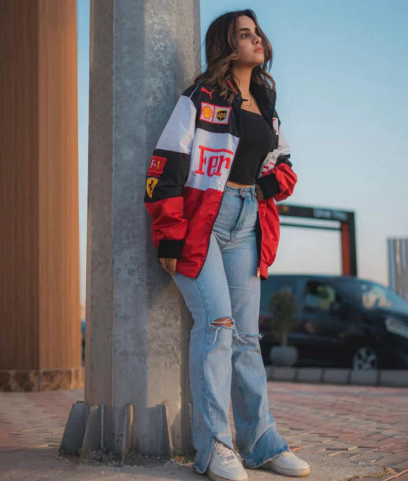 Vintage Ferrari Racer Jacket - Sporty Style and Sustainability for Everyone