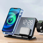 3-in-1 Fast Charging Station | Premium Wireless Charger Docking Station with Alarm Clock | for Apple iPhone, Watch & AirPods