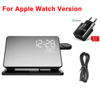 3-in-1 Fast Charging Station | Premium Wireless Charger Docking Station with Alarm Clock | for Apple iPhone, Watch & AirPods