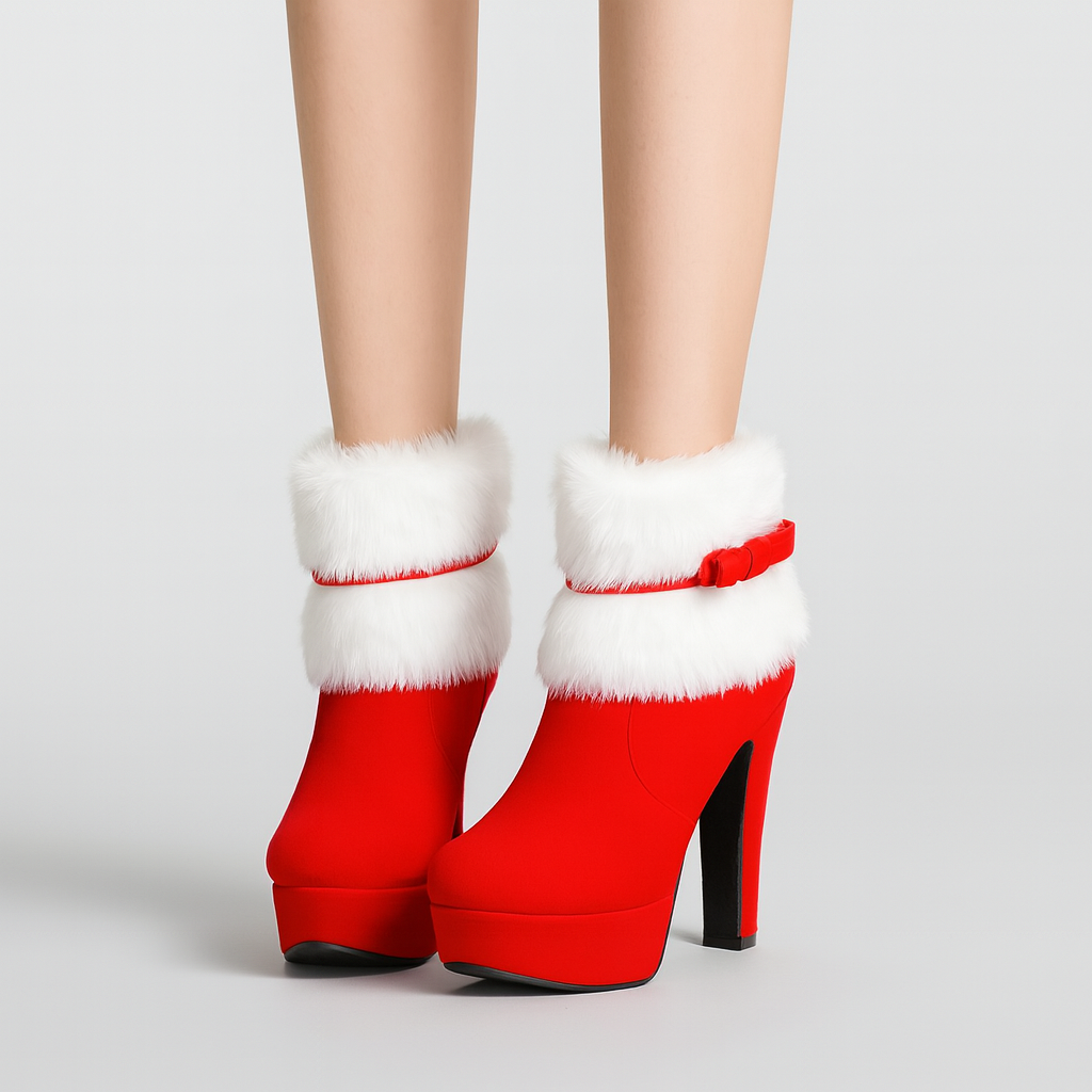 Marivelle Plüsch Winterstiefel – Warme Ankle Boots mit Schleifendetail-Zarado.uk