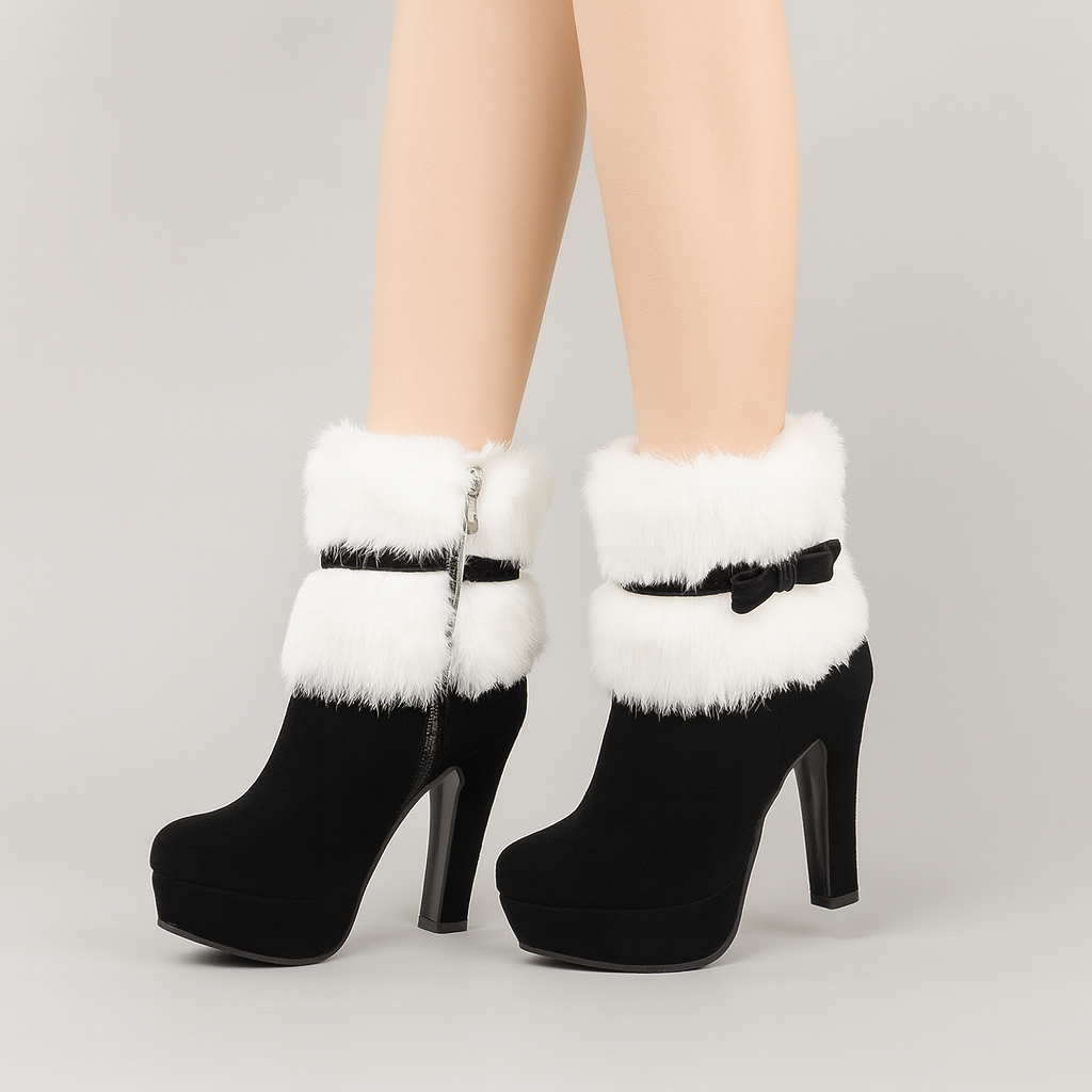 Marivelle Plüsch Winterstiefel – Warme Ankle Boots mit Schleifendetail-Zarado.uk