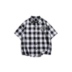 Men’s Black and White Checkered Short Sleeve Shirt