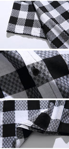 Men’s Black and White Checkered Short Sleeve Shirt
