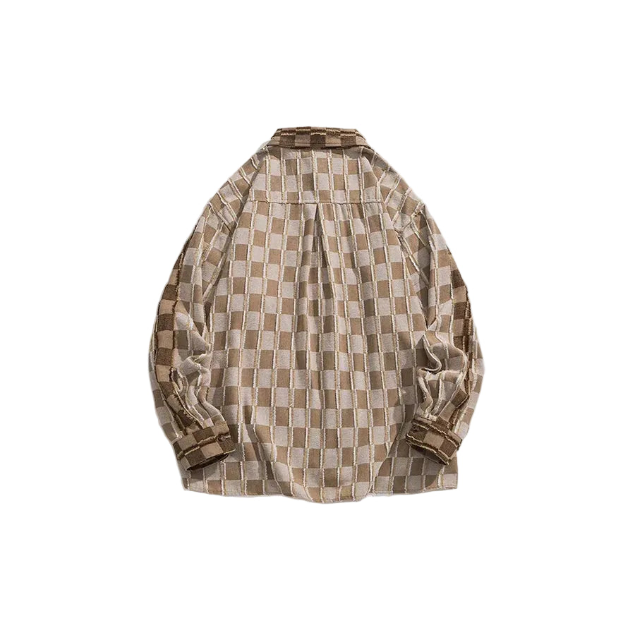 Men’s Khaki and Cream Long Sleeve Shirt