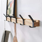 Nordivo Wall Coat Rack Moveable Double Hooks Scandinavian Design Wood Aluminium Space-Saving Modern