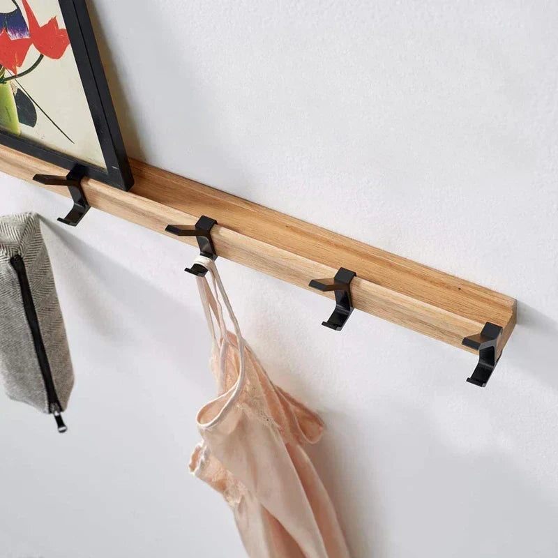 Nordivo Wall Coat Rack Moveable Double Hooks Scandinavian Design Wood Aluminium Space-Saving Modern