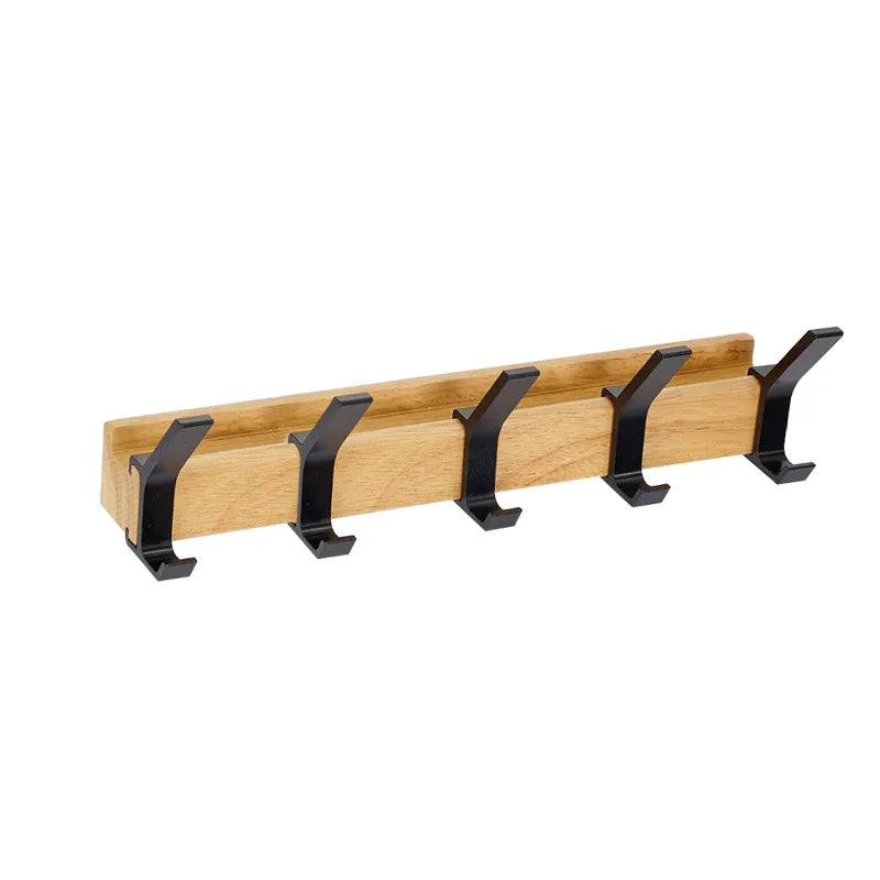 Nordivo Wall Coat Rack Moveable Double Hooks Scandinavian Design Wood Aluminium Space-Saving Modern