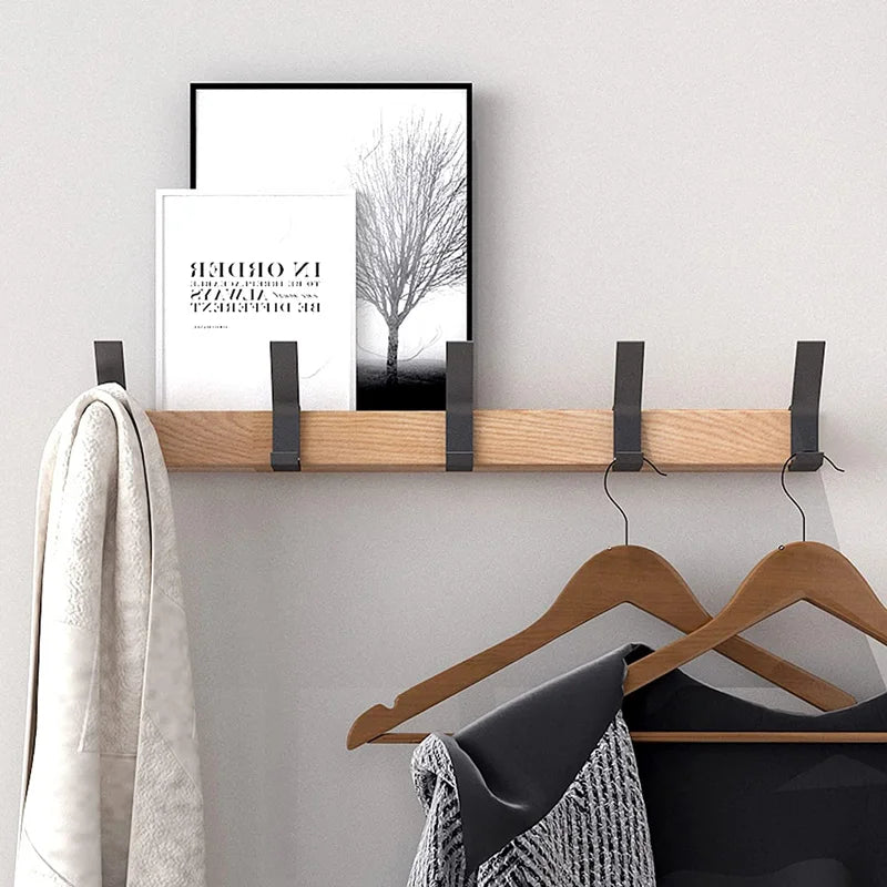 Nordivo Wall Coat Rack Moveable Double Hooks Scandinavian Design Wood Aluminium Space-Saving Modern