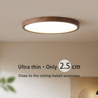 Modern Circular Ceiling Light with Adjustable LED Lighting in Warm Walnut Colour for Living Room and Bedroom
