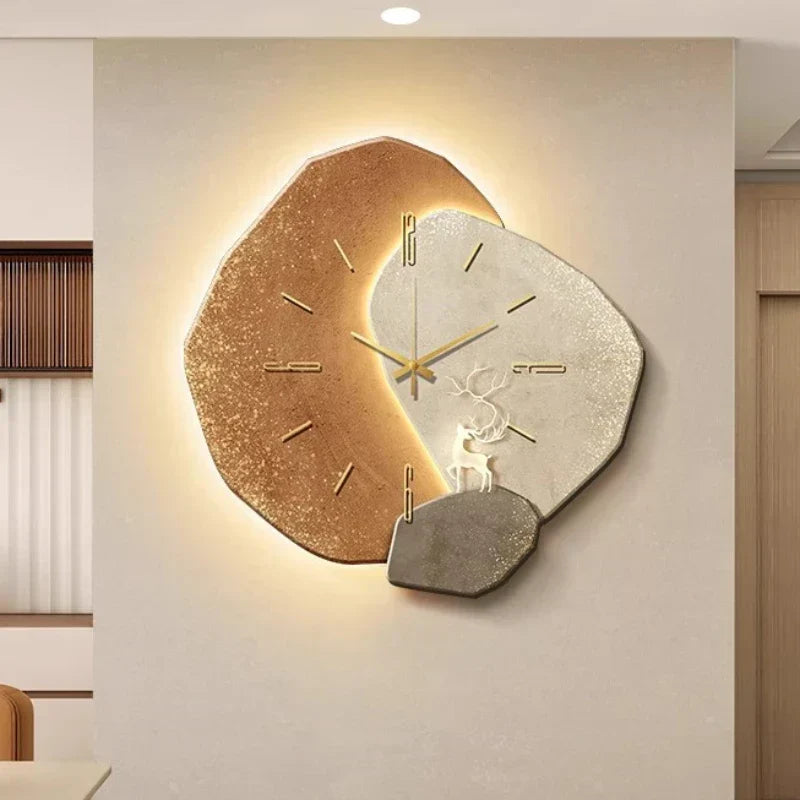 Scandinavian Luxury Wall Clock – Modern Design with Lighting