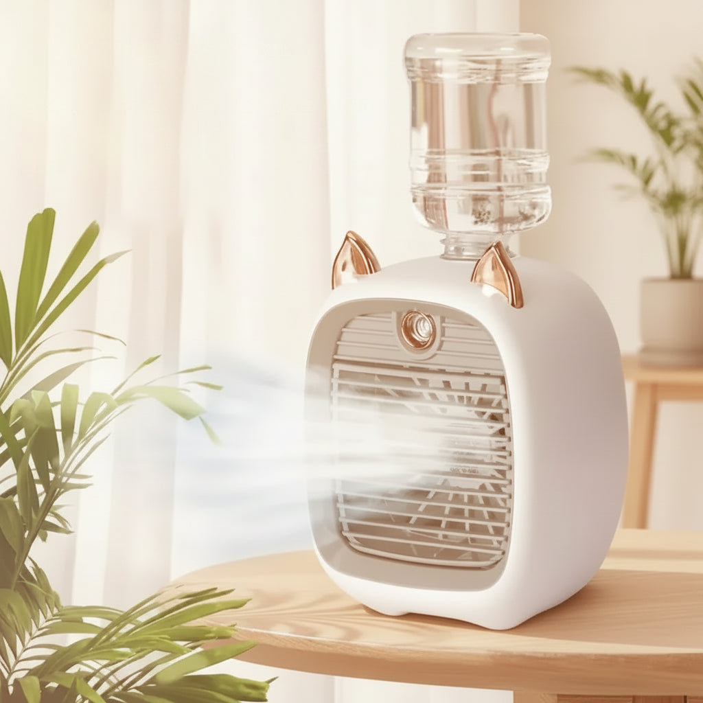 USB Mini Air Conditioning Fan with Humidifier for Desktop Cooling