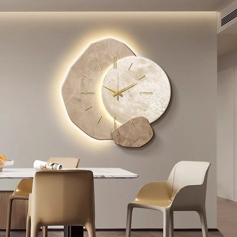 Scandinavian Luxury Wall Clock – Modern Design with Lighting