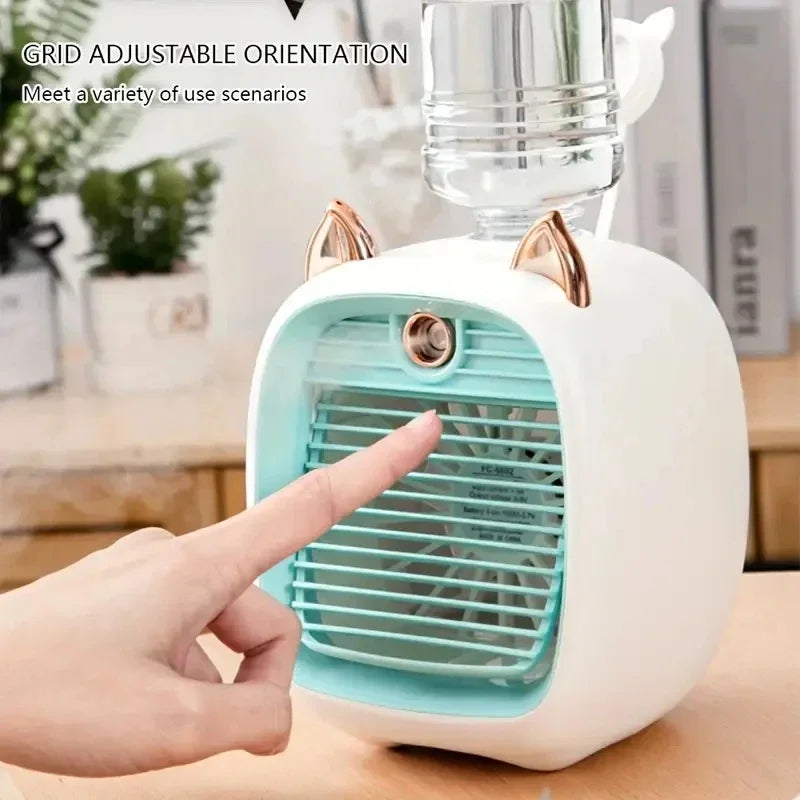 USB Mini Air Conditioning Fan with Humidifier for Desktop Cooling