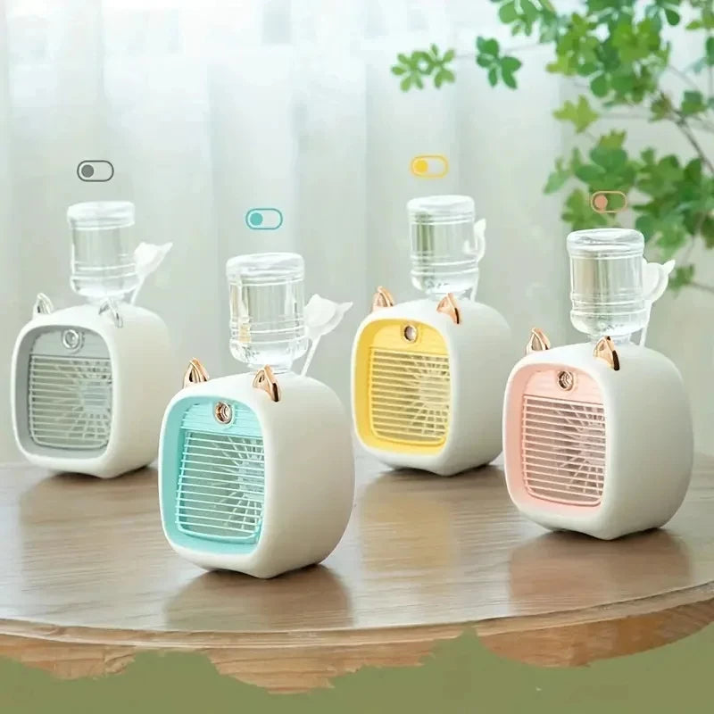 USB Mini Air Conditioning Fan with Humidifier for Desktop Cooling
