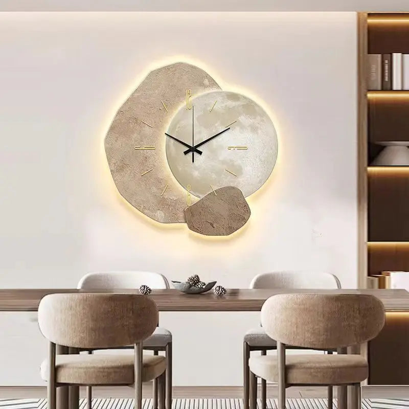 Scandinavian Luxury Wall Clock – Modern Design with Lighting