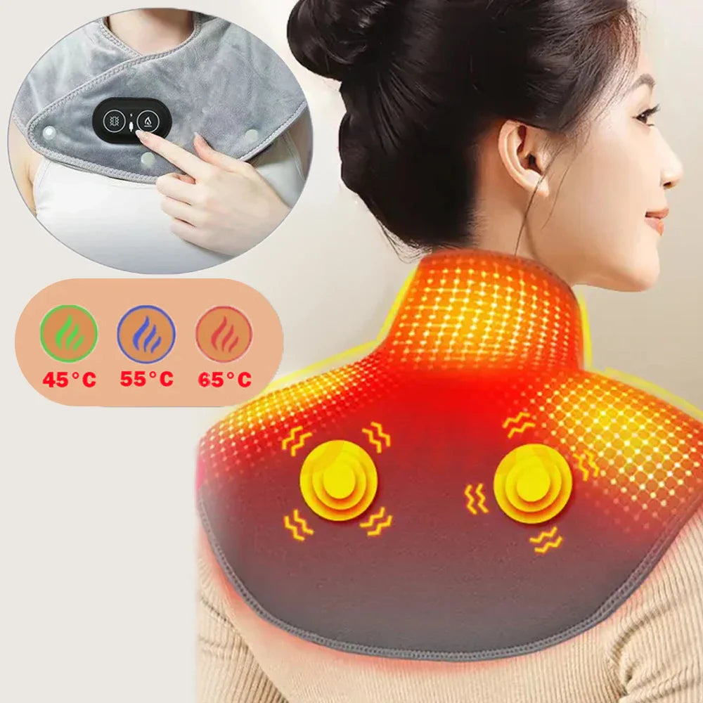 Heat Neck and Shoulder Massager USB Heating Cushion with Vibration