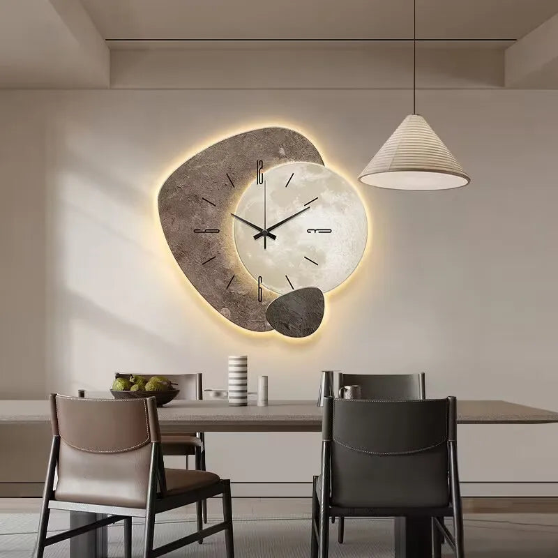 Scandinavian Luxury Wall Clock – Modern Design with Lighting