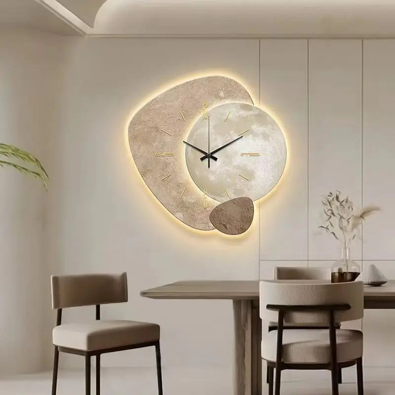 Scandinavian Luxury Wall Clock – Modern Design with Lighting