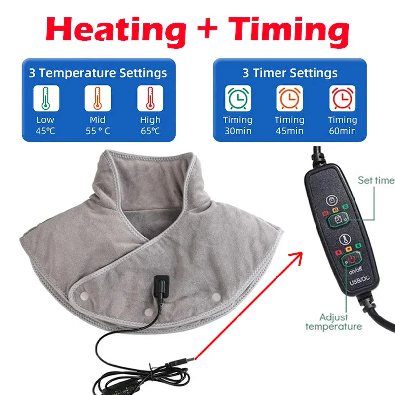Heat Neck and Shoulder Massager USB Heating Cushion with Vibration