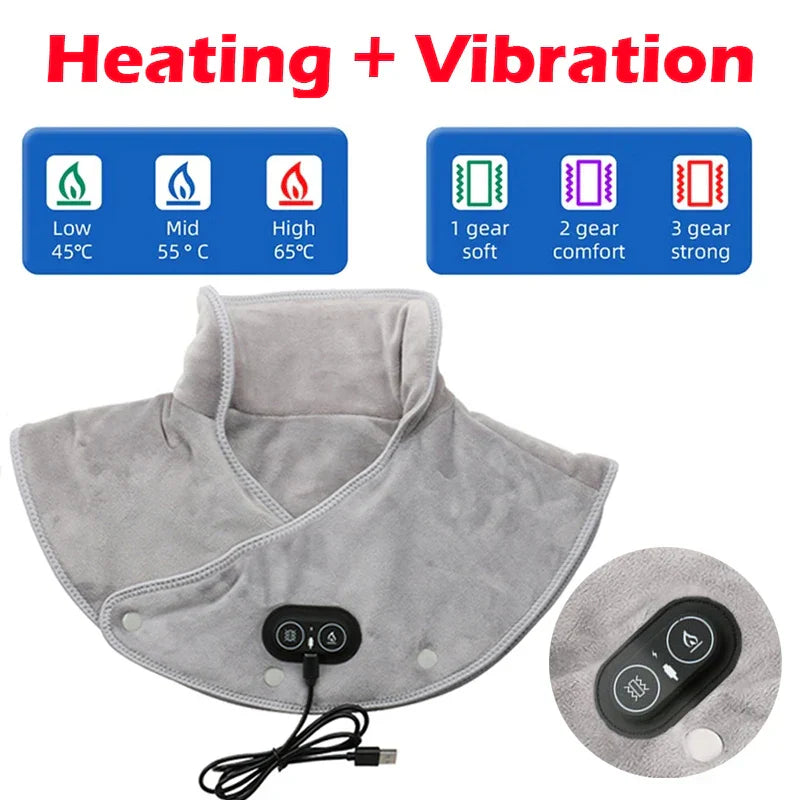 Heat Neck and Shoulder Massager USB Heating Cushion with Vibration