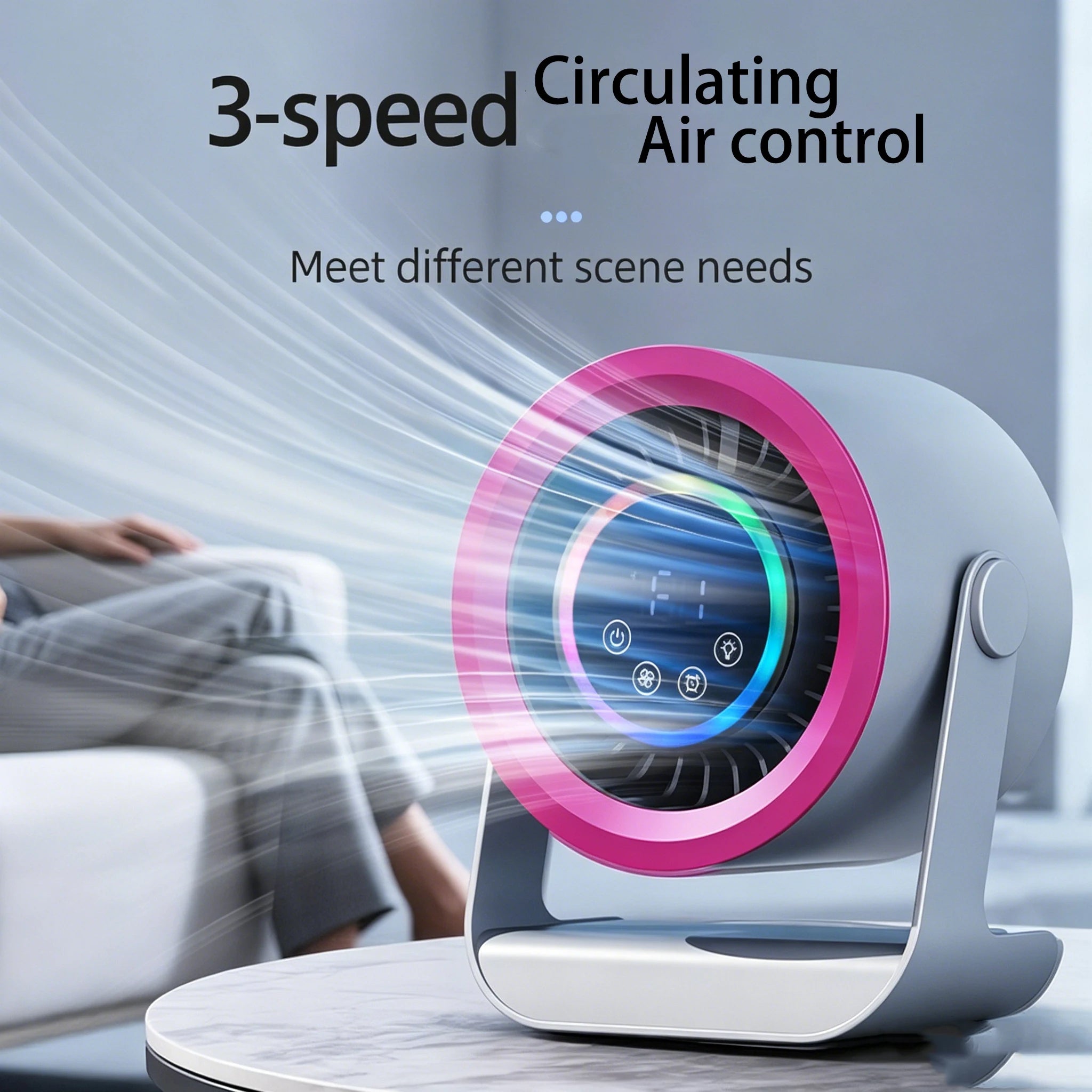3600mAh Desktop Fan with 100 Speeds and Digital Display