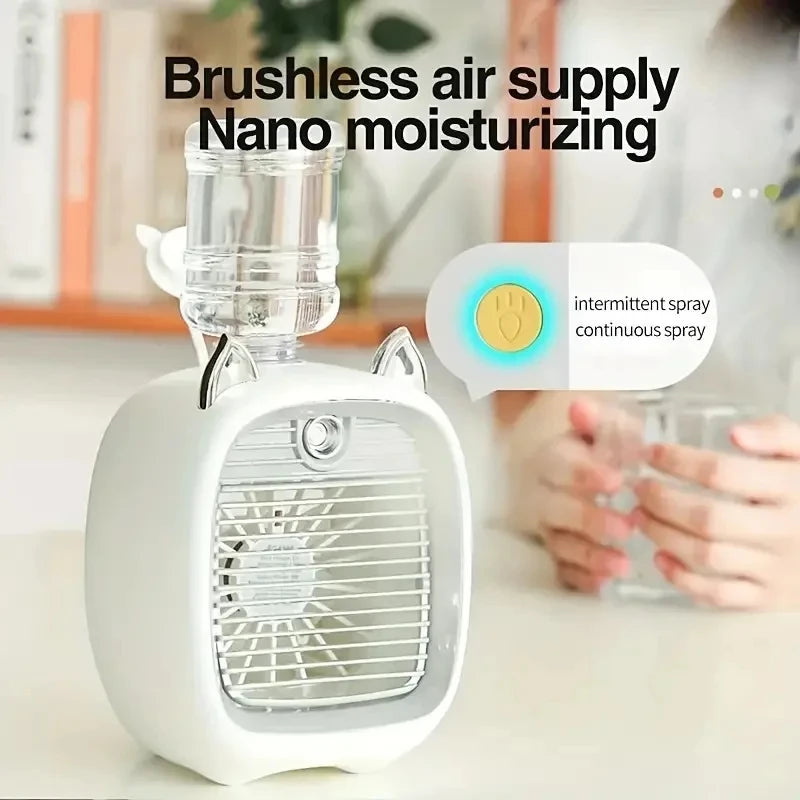 USB Mini Air Conditioning Fan with Humidifier for Desktop Cooling