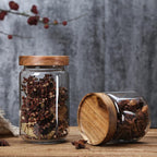 Stackable Acacia Glass Storage Containers Airtight for Kitchen Organisation