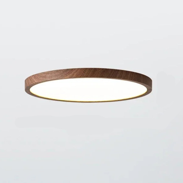 Modern Circular Ceiling Light with Adjustable LED Lighting in Warm Walnut Colour for Living Room and Bedroom