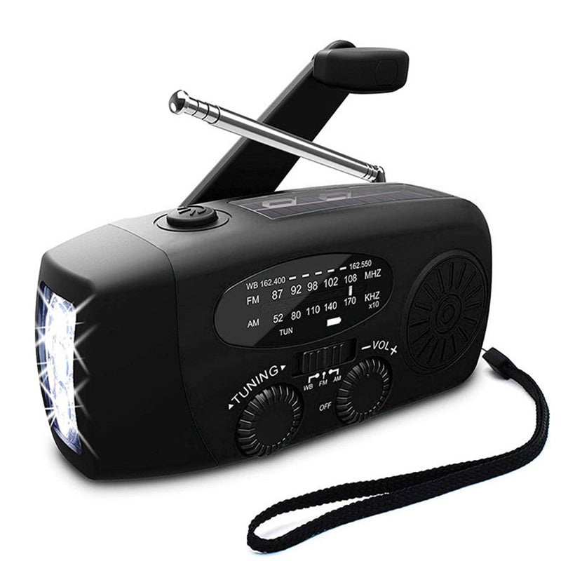 Self-Powered Emergency Radio – Hand Crank, Solar, Torch & Power Bank – FM/AM Radio, Essential for Disasters and Emergencies