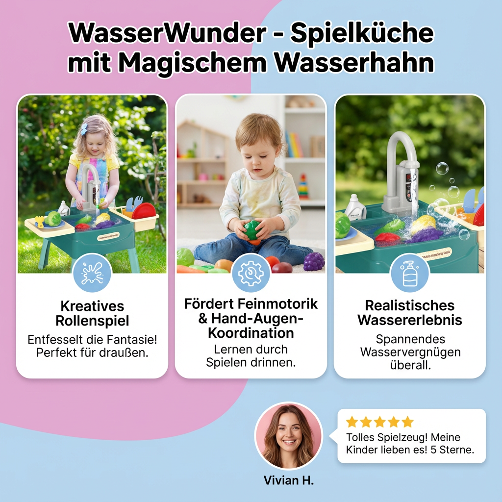 WasserWunder Play Kitchen with Magical Tap for Children