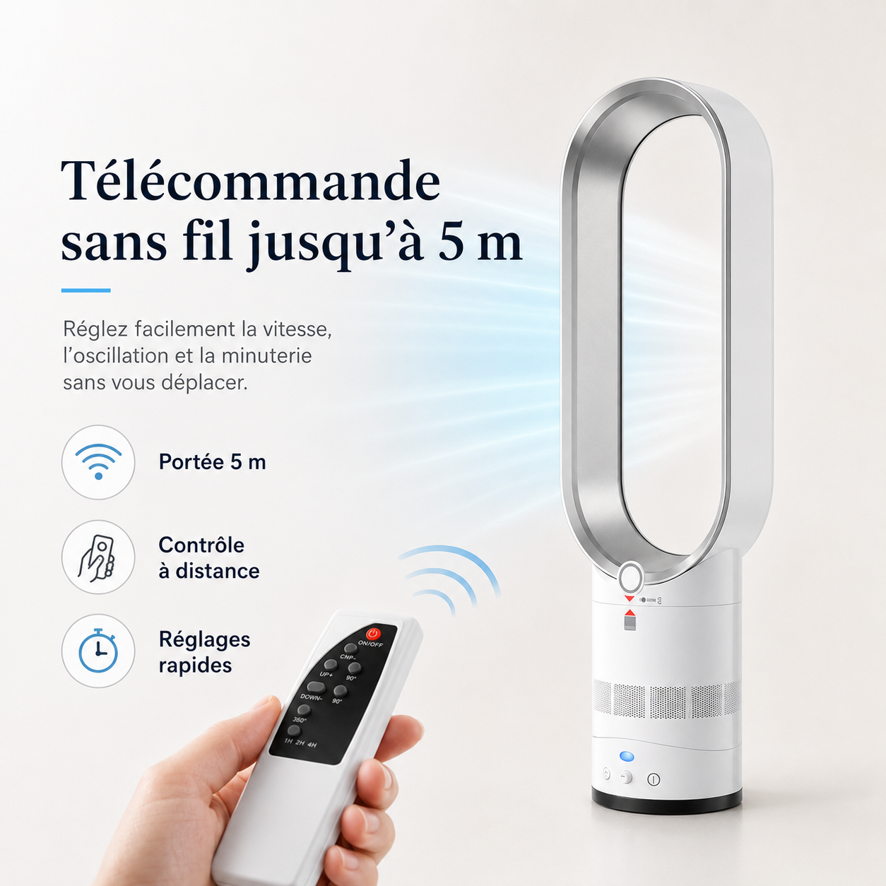 AeroLuxe Blade-Free Tower Unit for All-Season Comfort