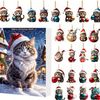 Adventskalender Katzenanhänger 2025 – Vintage 24-Tage Weihnachts Countdown mit Acryl Ornamenten-Zarado.uk