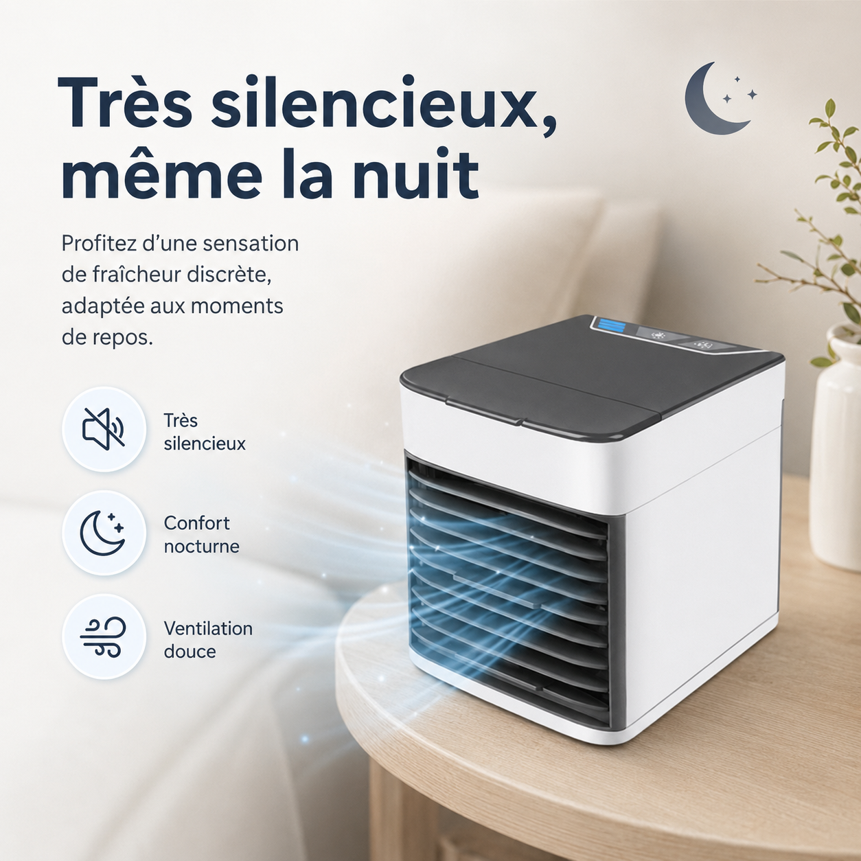 3-in-1 Air Cooler with Fan, Humidifier, and Air Purifier – Portable, Quiet, and with LED Night Light